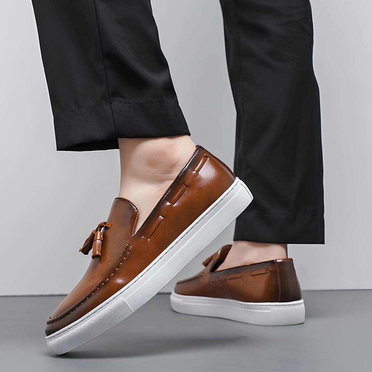 Mens Premium Leather Loafers – Duque Brown