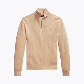 Mesh-Knit Cotton Quarter-Zip Sweater