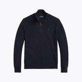 Mesh-Knit Cotton Quarter-Zip Sweater