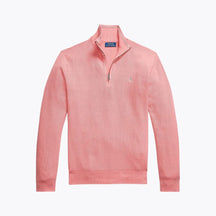 Mesh-Knit Cotton Quarter-Zip Sweater